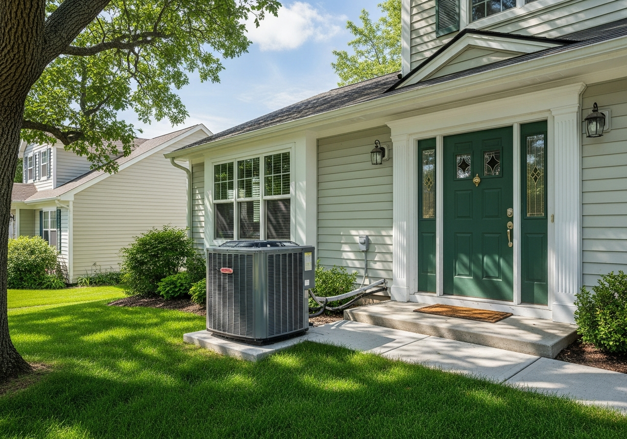 New air conditioner installed outside a home